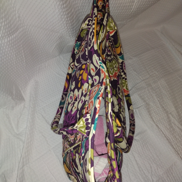 Vera Bradley Plum Crazy Pleated Tote Shoulder Bag 16"x12" x5" - Picture 6 of 12